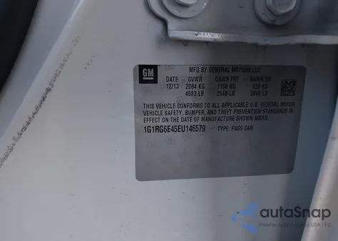 2014 Chevrolet Volt из США, поврежденный, VIN 1G1RG6E45EU146579